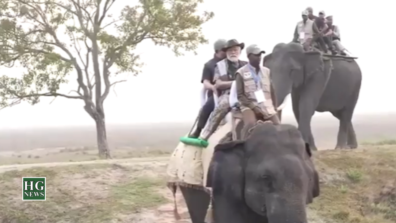 PM Modi enjoys elephant safari at Assam's UNESCO site.